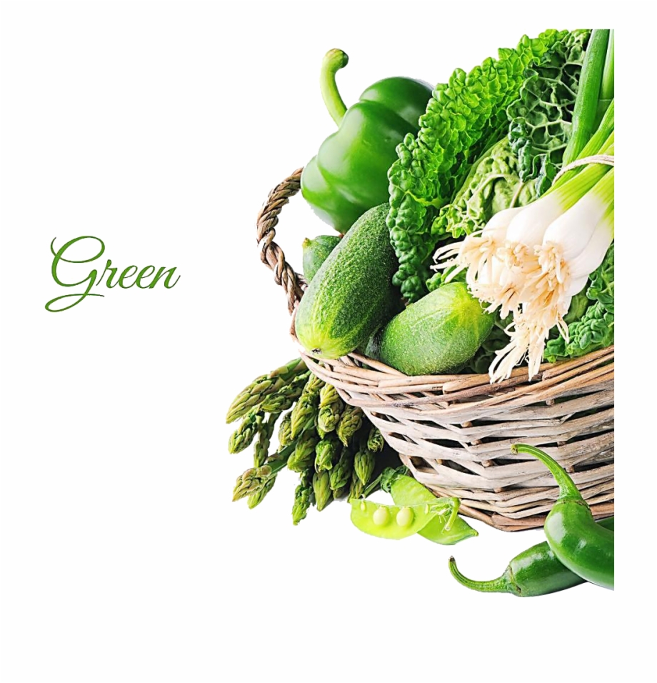 Drawing Vegetables Healthy Food Basket Of Green Vegetables