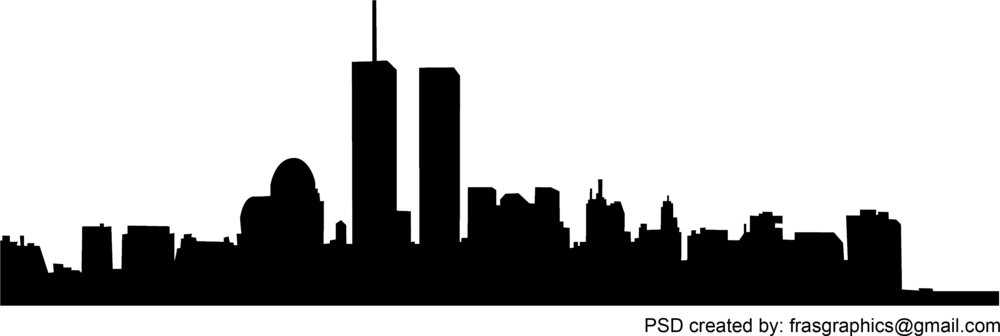 new york skyline silhouette with twin towers

