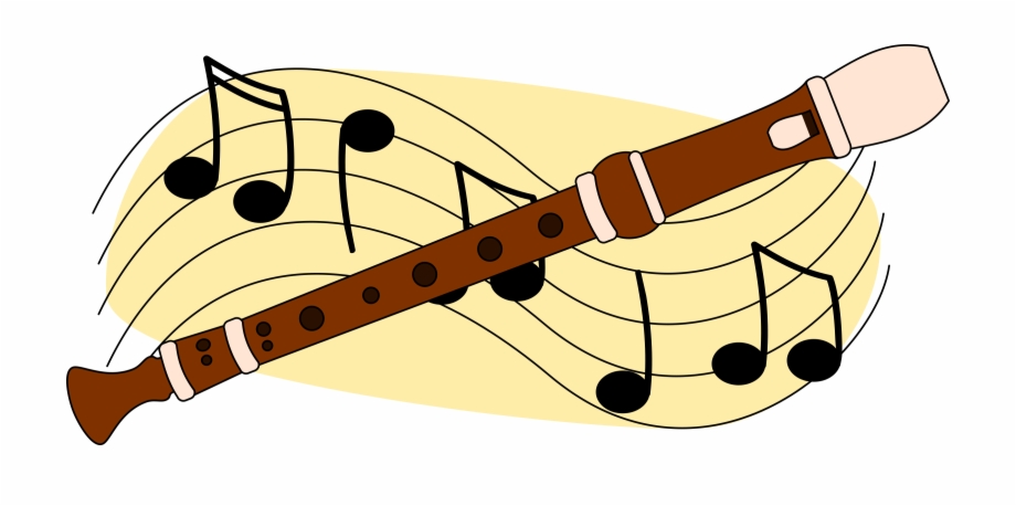 Free Flute With Music Staff Clip Art Recorder