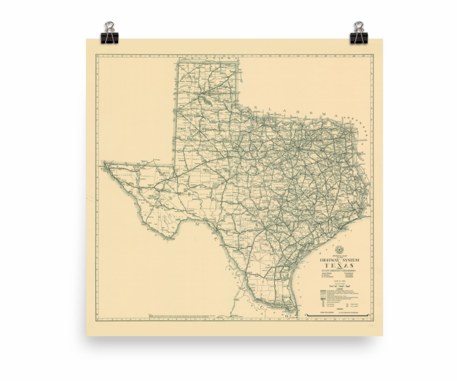 1933 Texas State Highway Map Map Of Texas