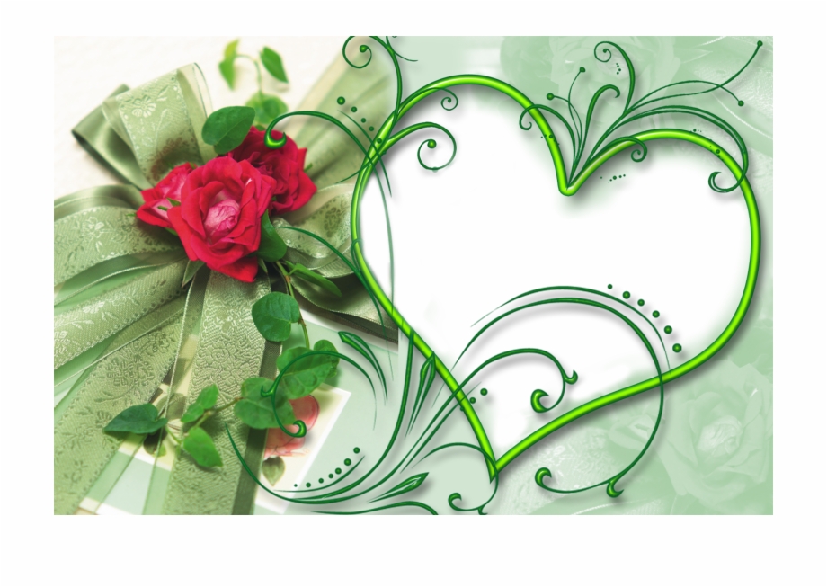 Green Heart Photo Frame Green Wedding Background Png