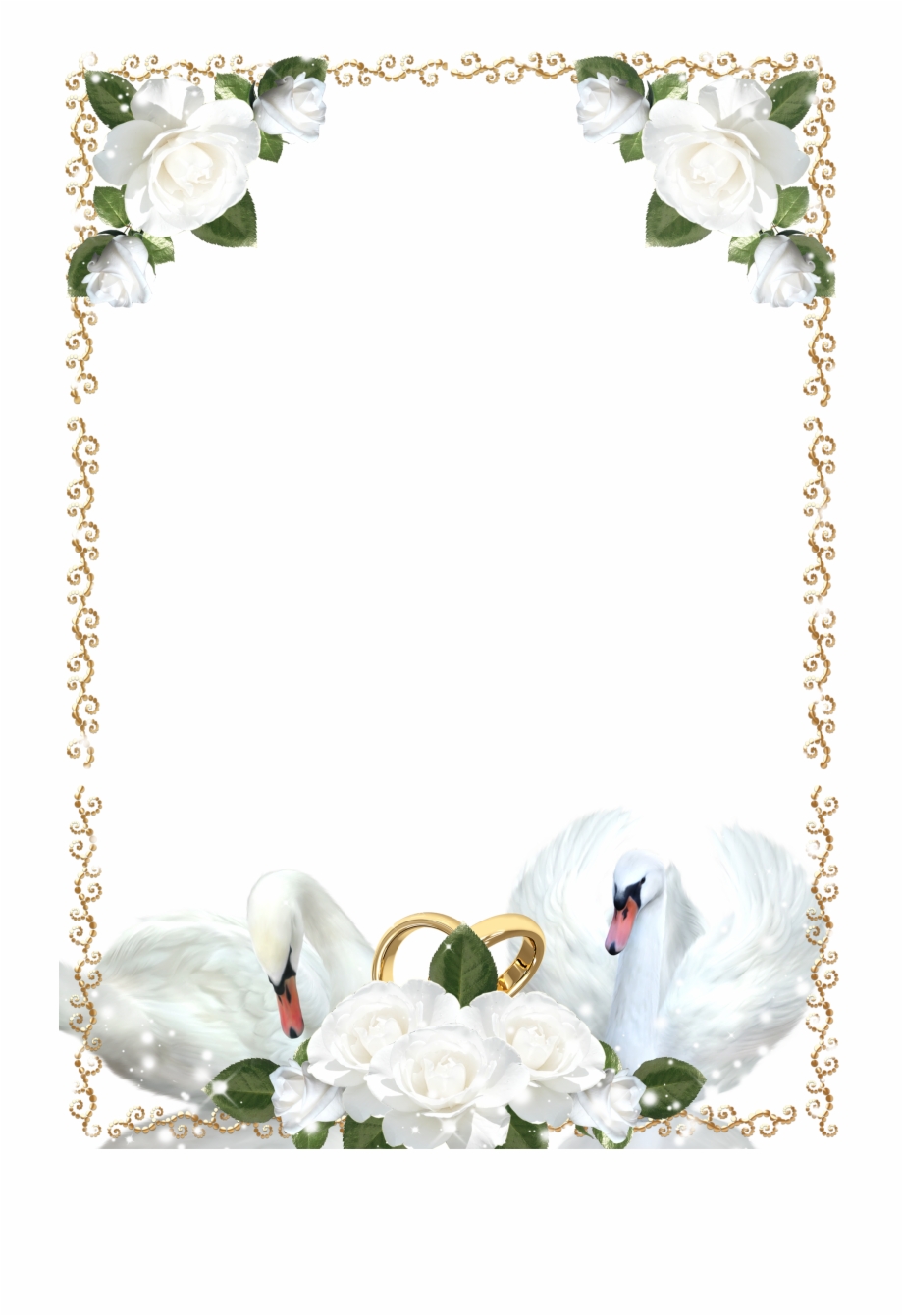 Wedding Roses And Swans Picture Frame White Wedding