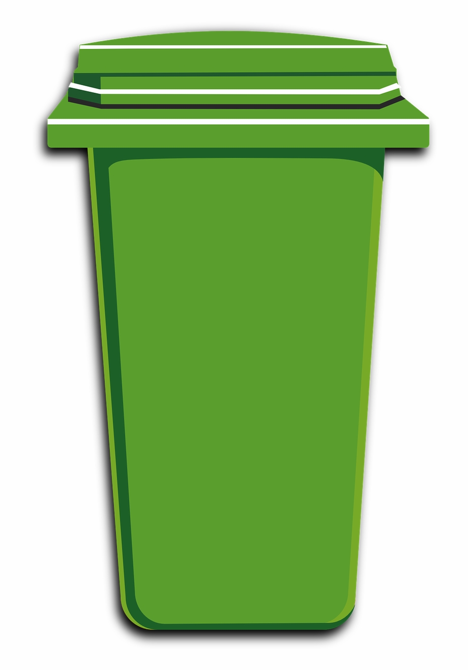 Green Trash Bin Can Plastic Container Garbage Trash