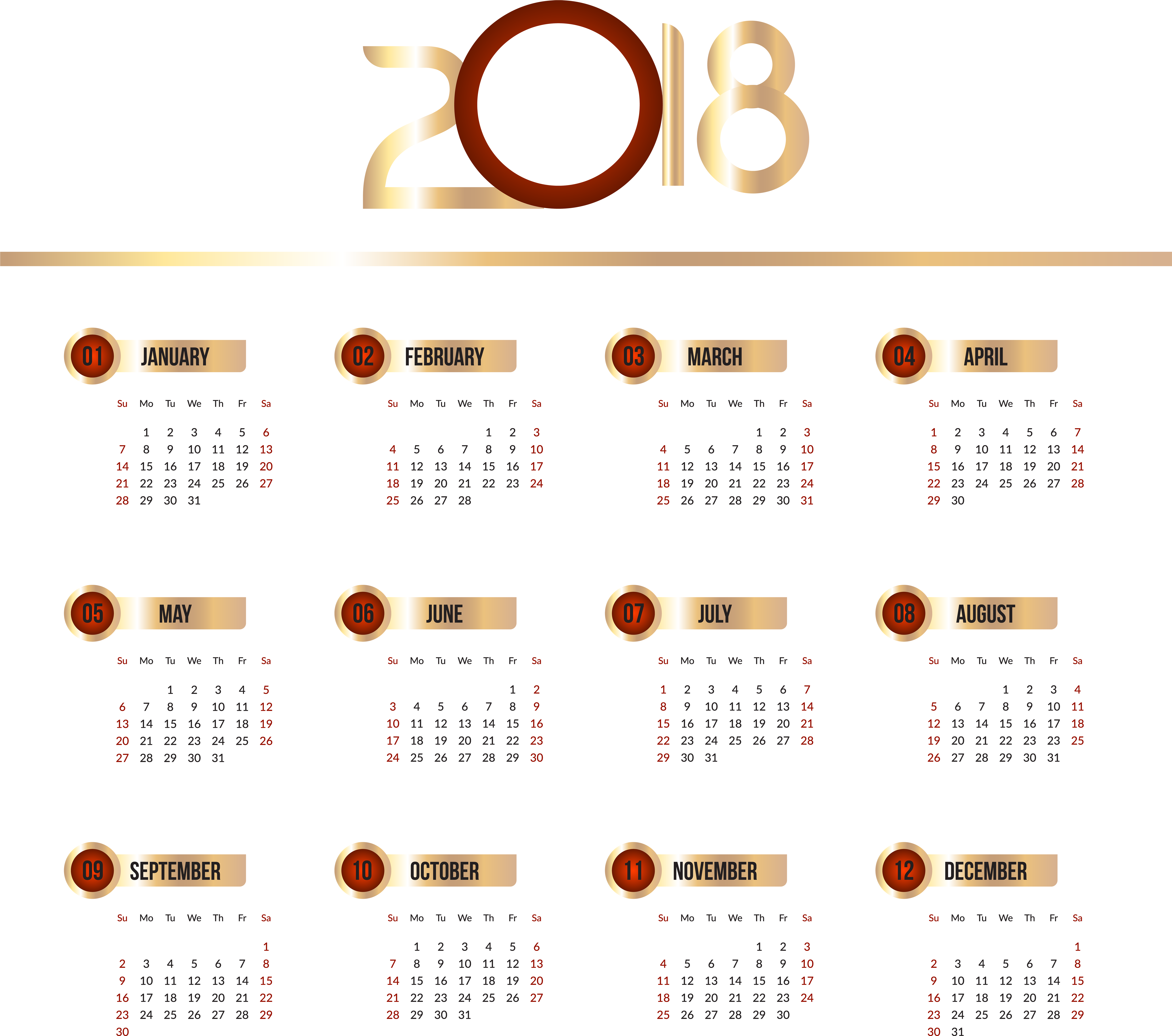 2018 Calendar Png