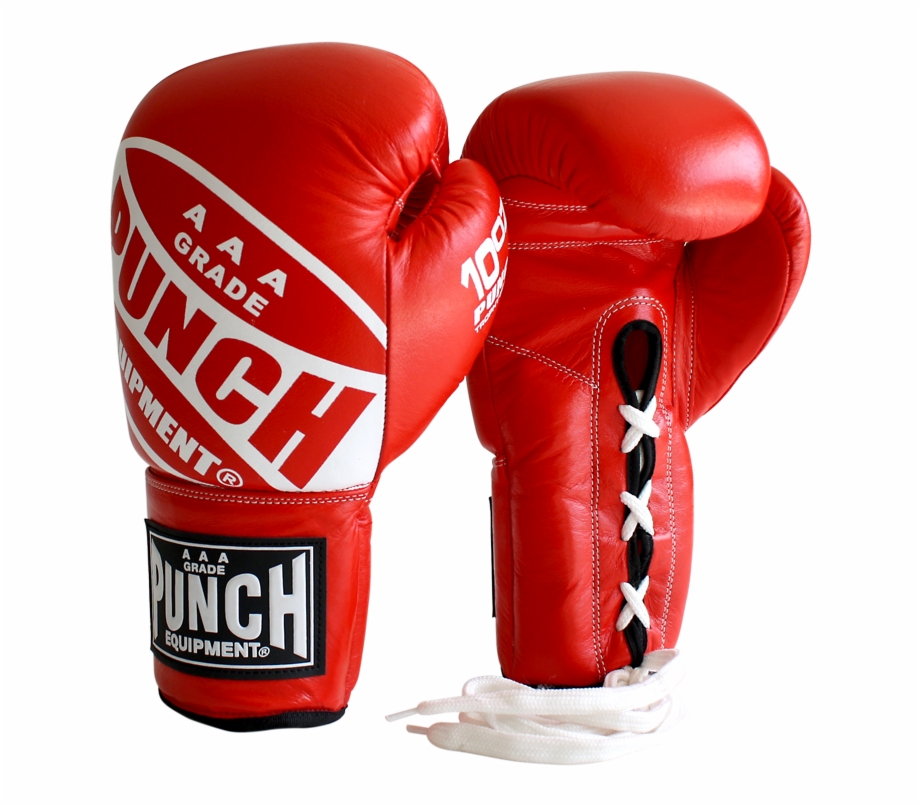 Red Competition Lace Up Boxing Gloves Professional Boxing