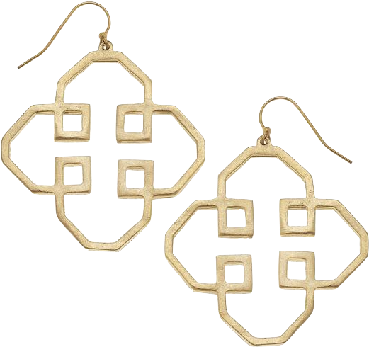 Susan Shaw Handcast Gold Filigree Cut Out Earrings