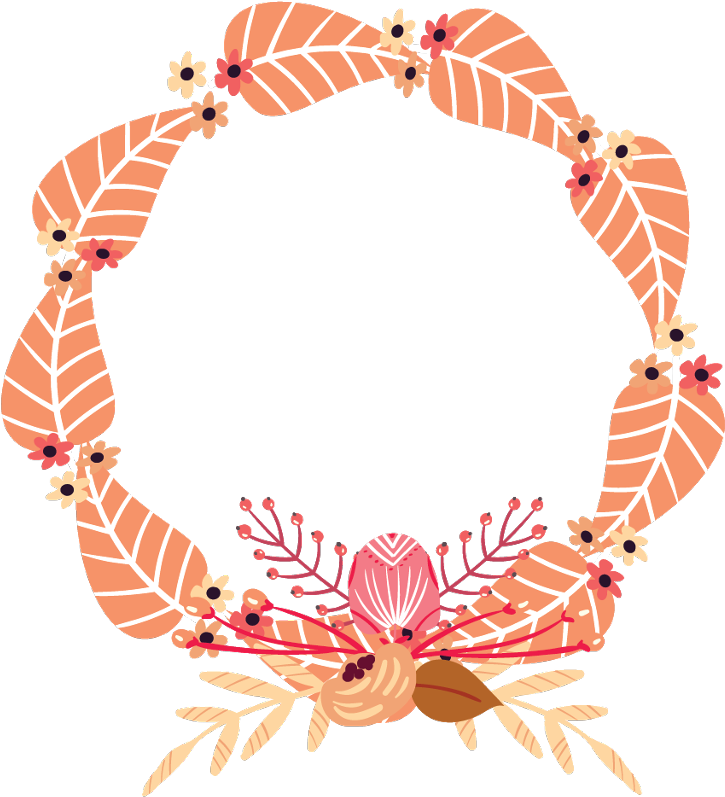 Autumn Fall Leaves Flowers Wreath Frame Border Crab