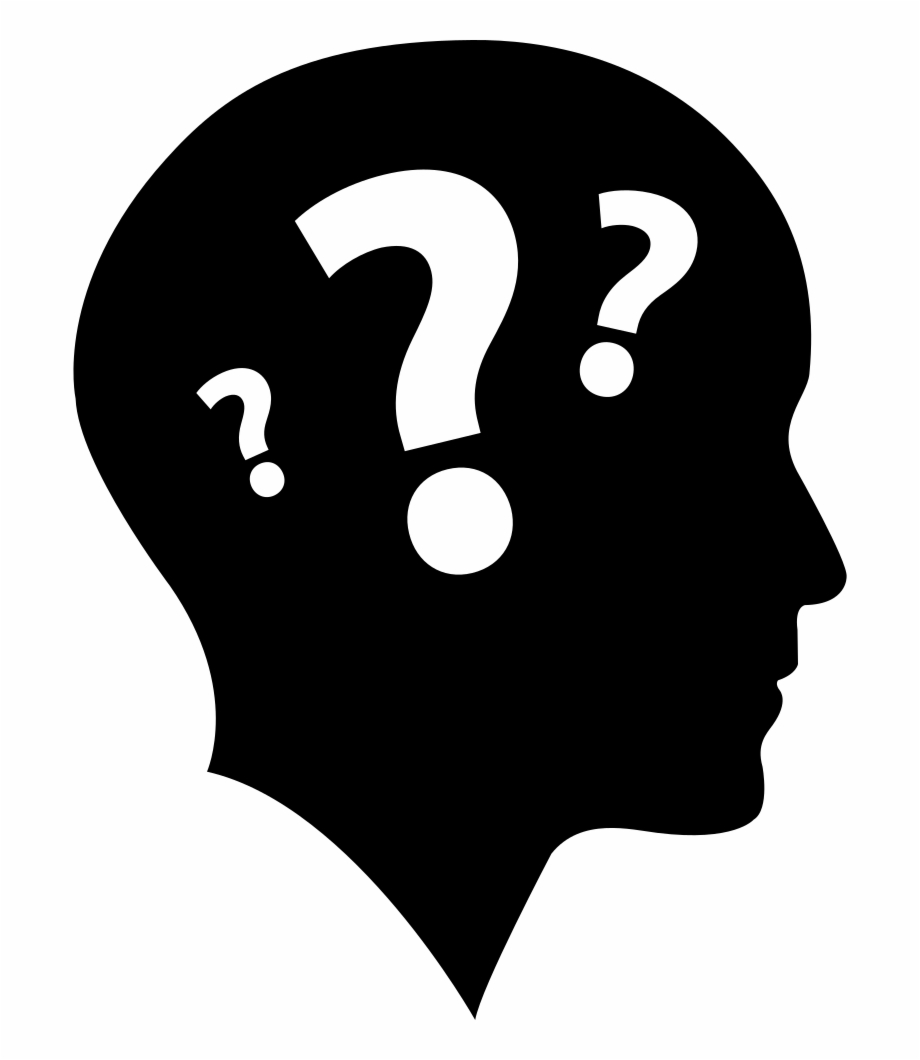 Bald Head Side View With Three Question Marks