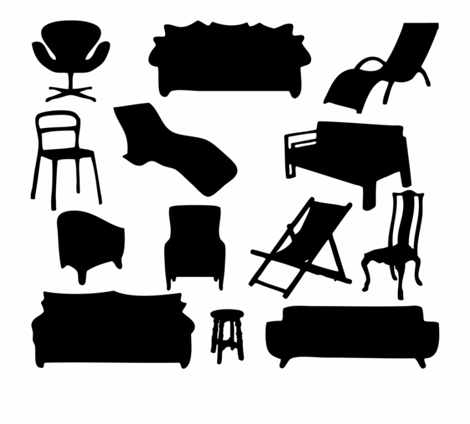 Couch Furniture Chair Table Silhouette Furniture Png Black
