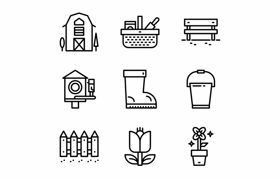 Garden Tools Gym Equipment Icons Free