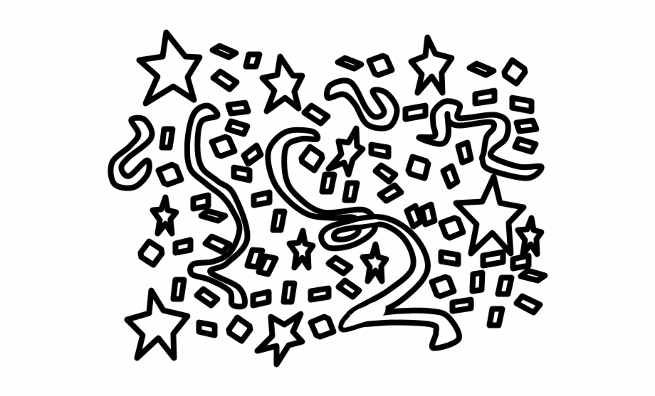 Confetti Streamers Black And White Png Calligraphy