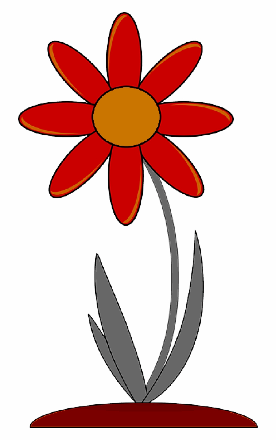 Red Outline Drawing Plants Flower Flowers Cartoon Flower