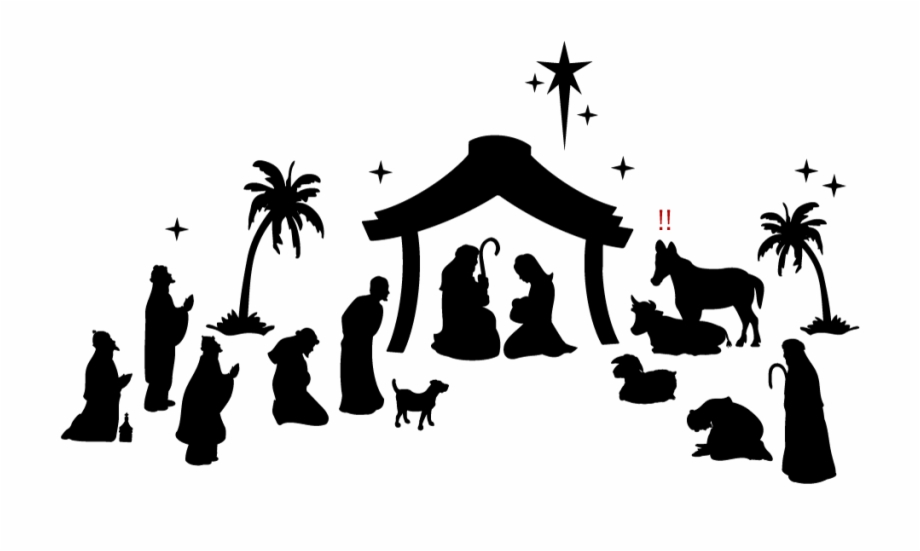 Nativity Scene Clipart Black And White.