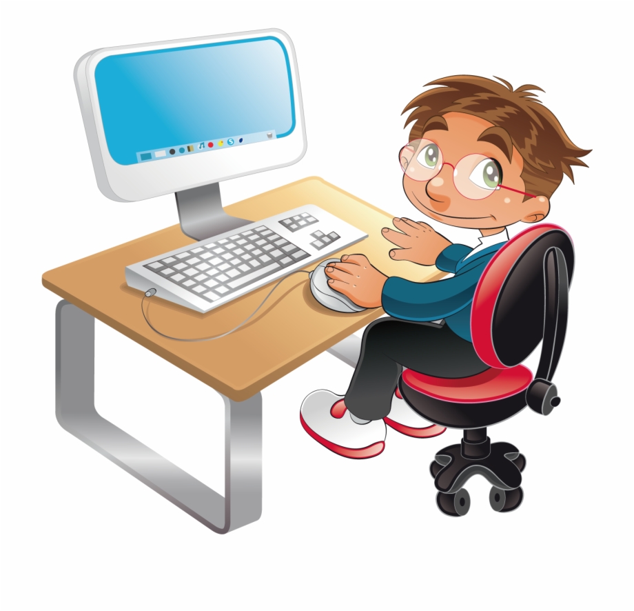 Sitting In Front Of Computer Png Boy Using