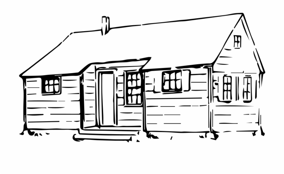 cabin black and white clipart
