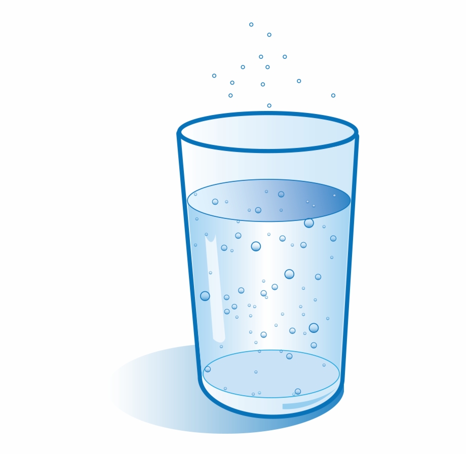 Cartoon Glass Of Sparkling Water With Bubbles In