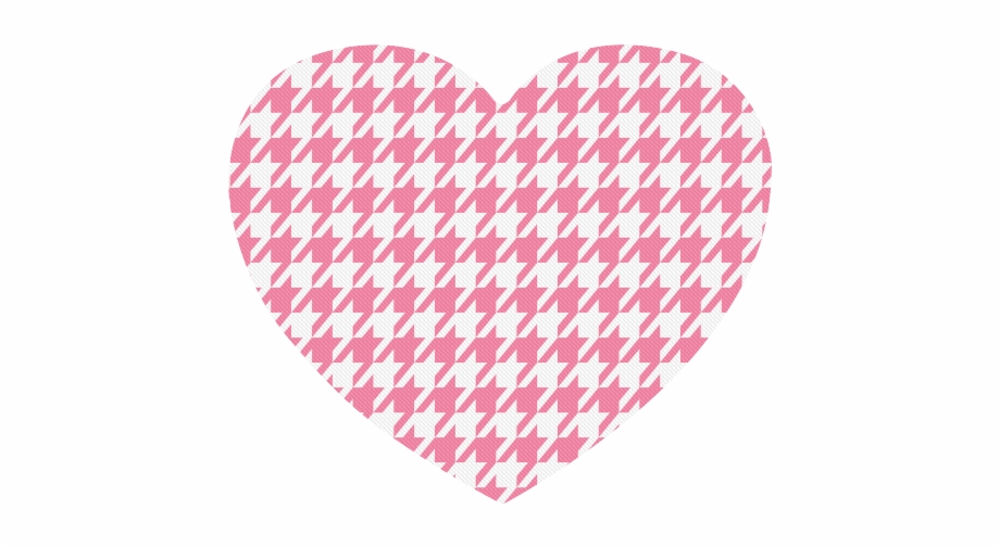 Pink And White Houndstooth Classic Pattern Heart Shaped
