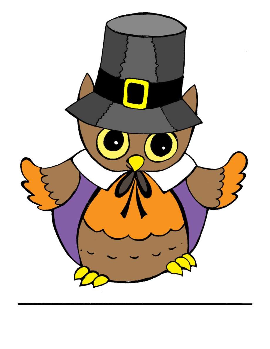 Pilgrim Owl Thanksgiving Clipart Cartoon