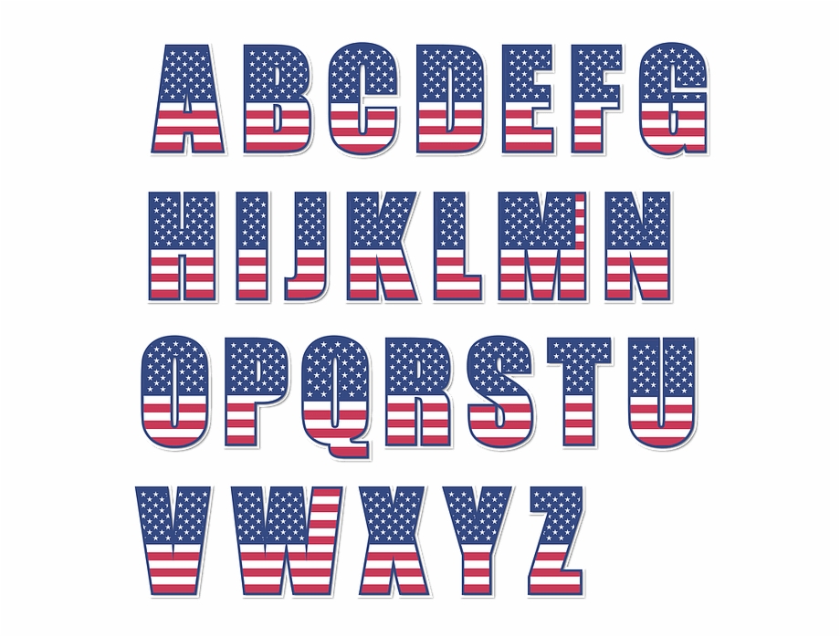 Usa Flag Alphabet Letters Vector Stickers American Flag