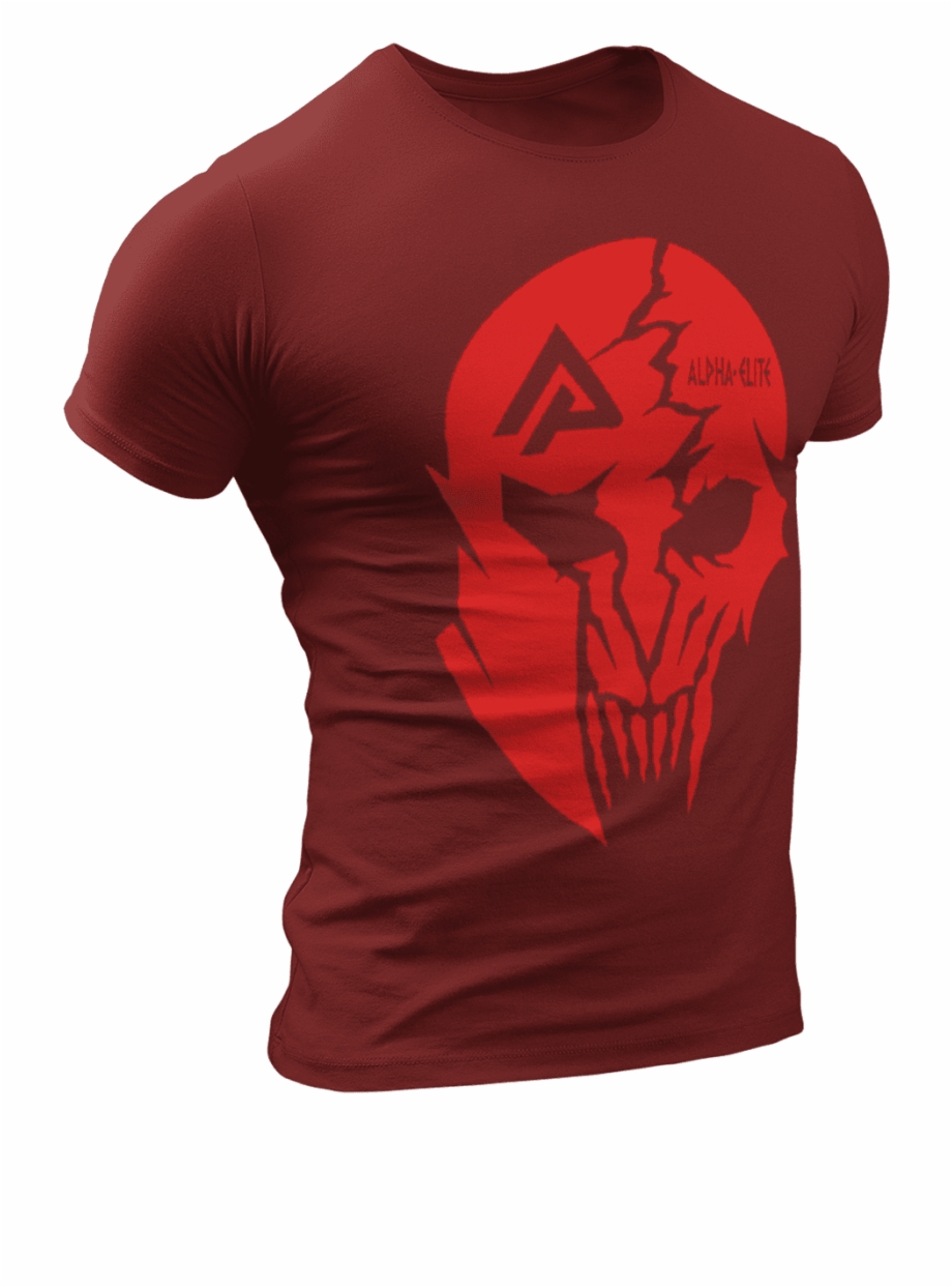 T Shirt Alpha Elite Red Skull Active Shirt