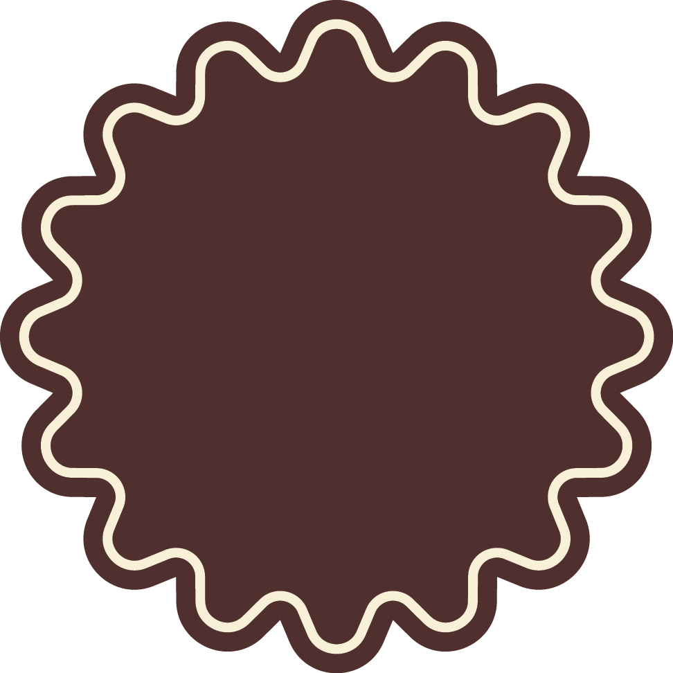Brown Wheel Circle Badge With White Border Brown