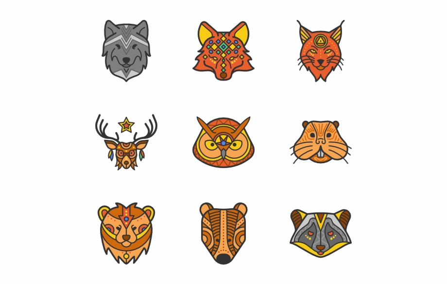 Lineal Color Ethnical Animals Free Vector Bear Icon