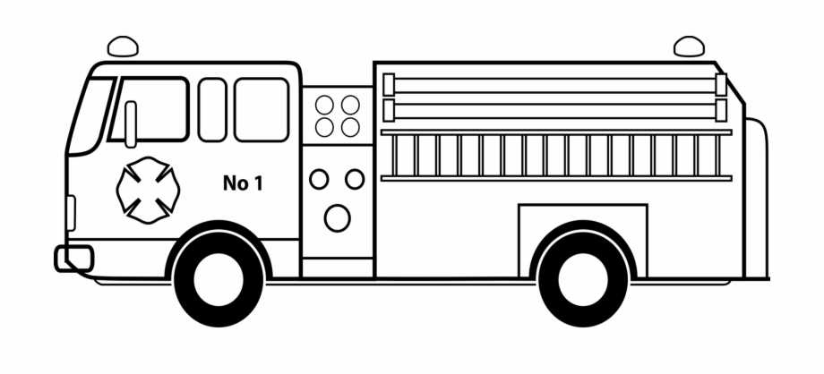 fire truck black and white clipart
