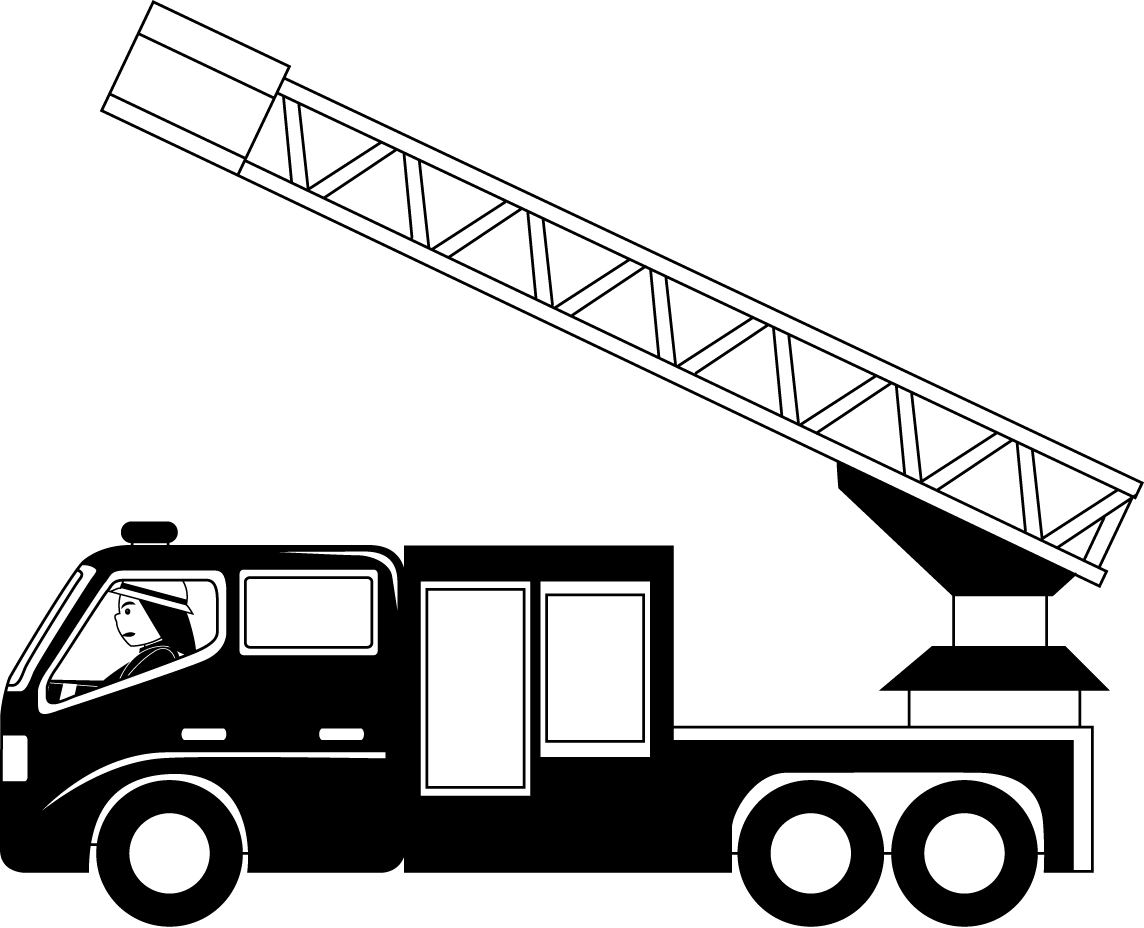 firetruck clipart black and white
