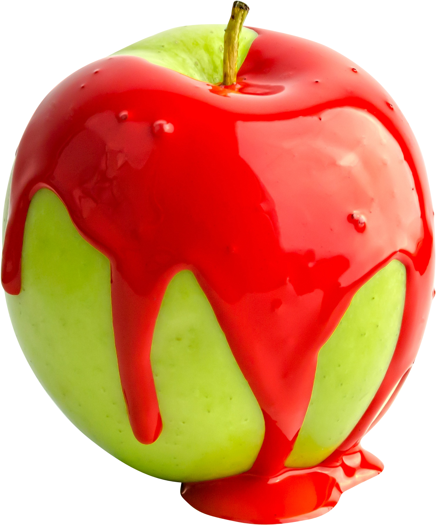 Red Paint On Apple Apple Covered In Paint