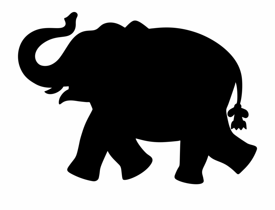 silhouette elephant clipart black and white
