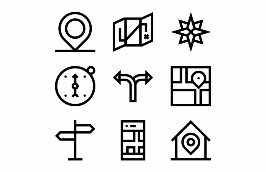 Navigation And Maps Black And White Icons Png