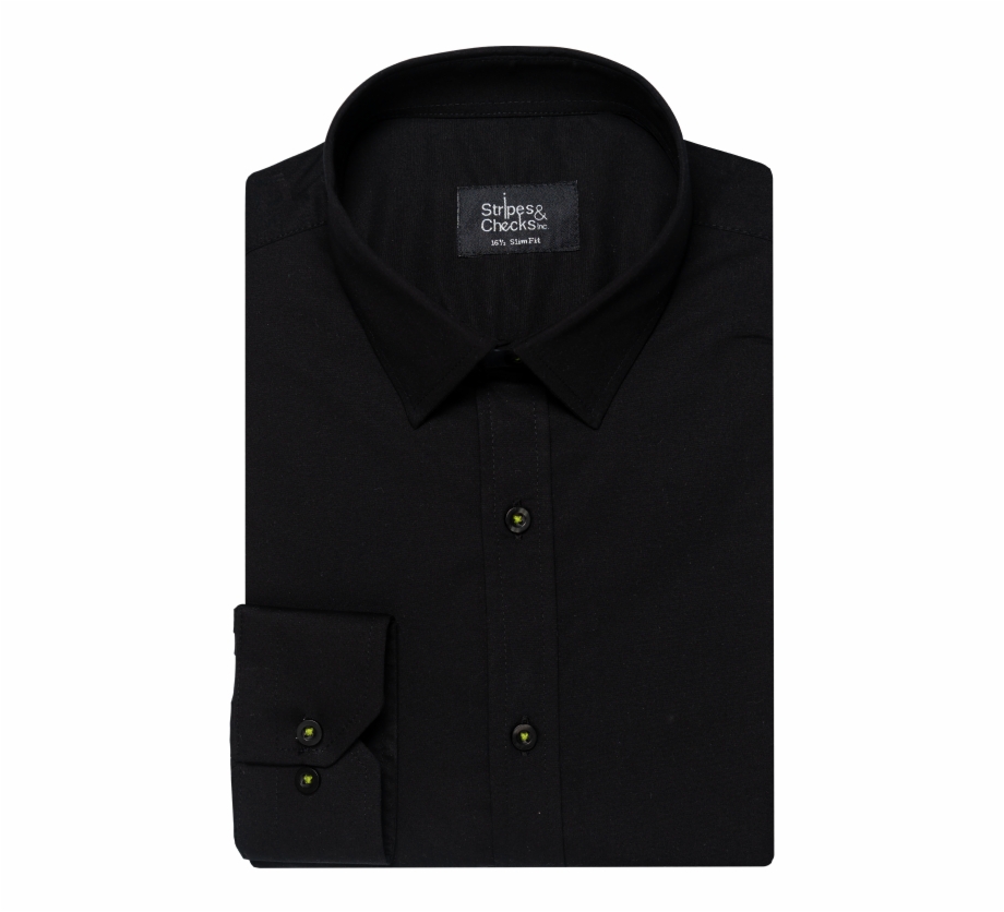 Black Shirt With Contrast Button Thread Shirt