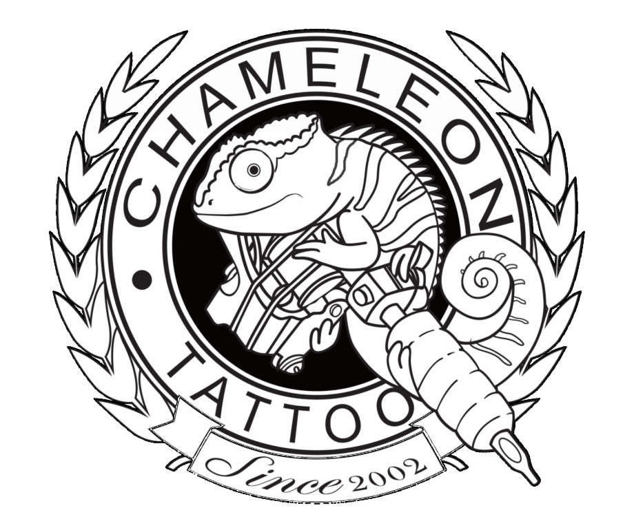 Black And White Chameleon With Tattoo Machine In