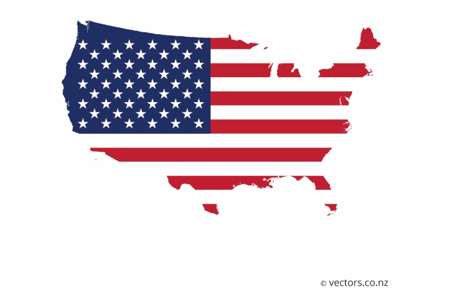 Flag Vector Map Of The Usa Distance From