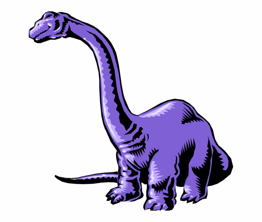 Vector Illustration Of Cartoon Purple Brontosaurus Dinosaur Clip