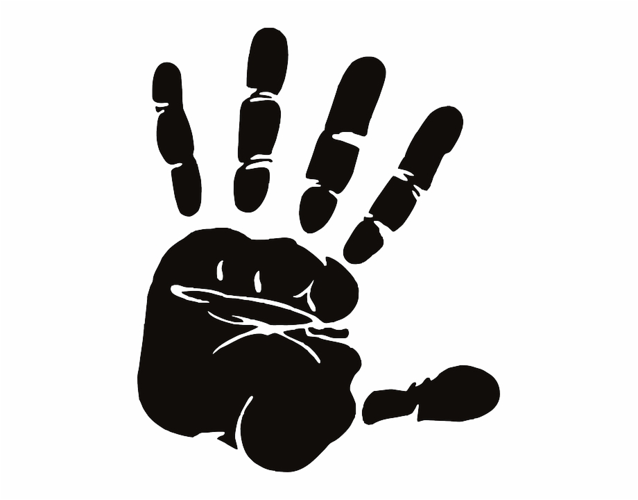 Hand Palm Fingers Spread Silhouette Stop Halt Handprint