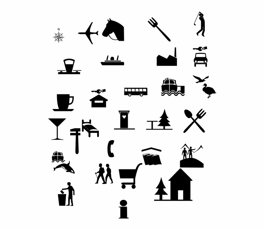 Icons Symbols Signs Set Travel Accommodations Pictograma Boxe