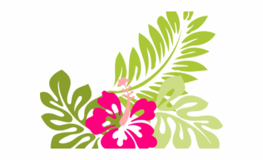 Hibiscus Clipart Luau Flower And Leaves Clipart