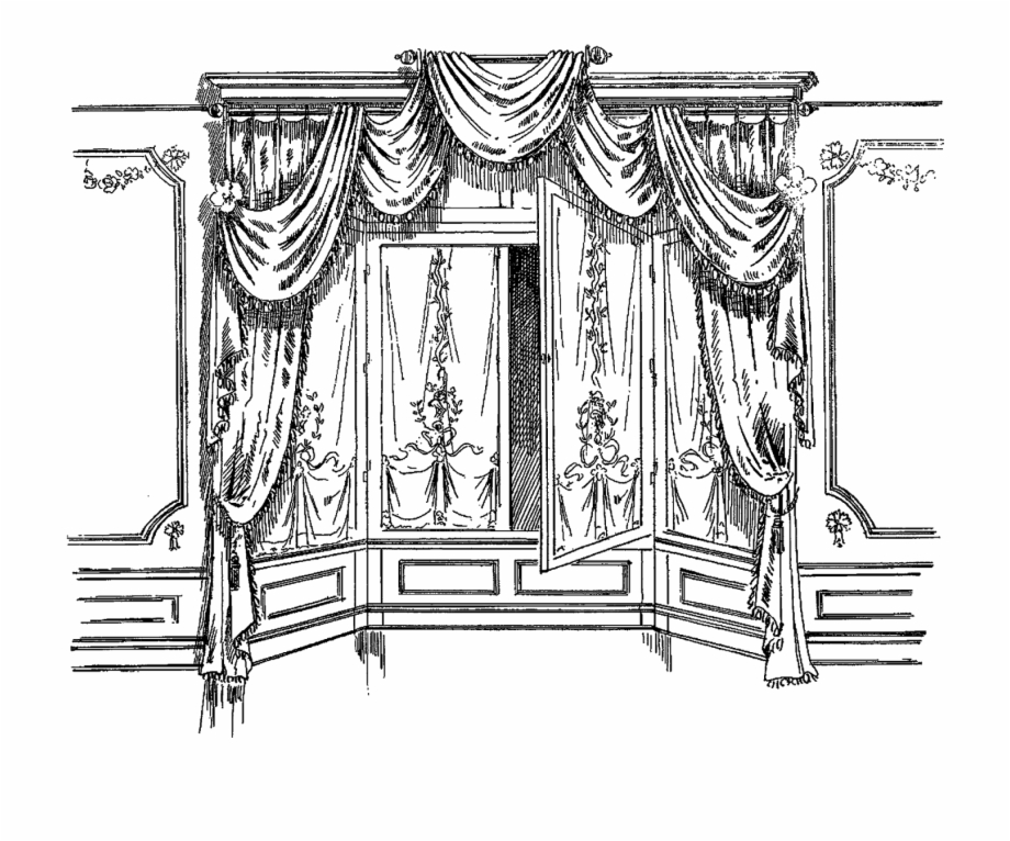 Picture Black And White Drawing Curtains Furniture