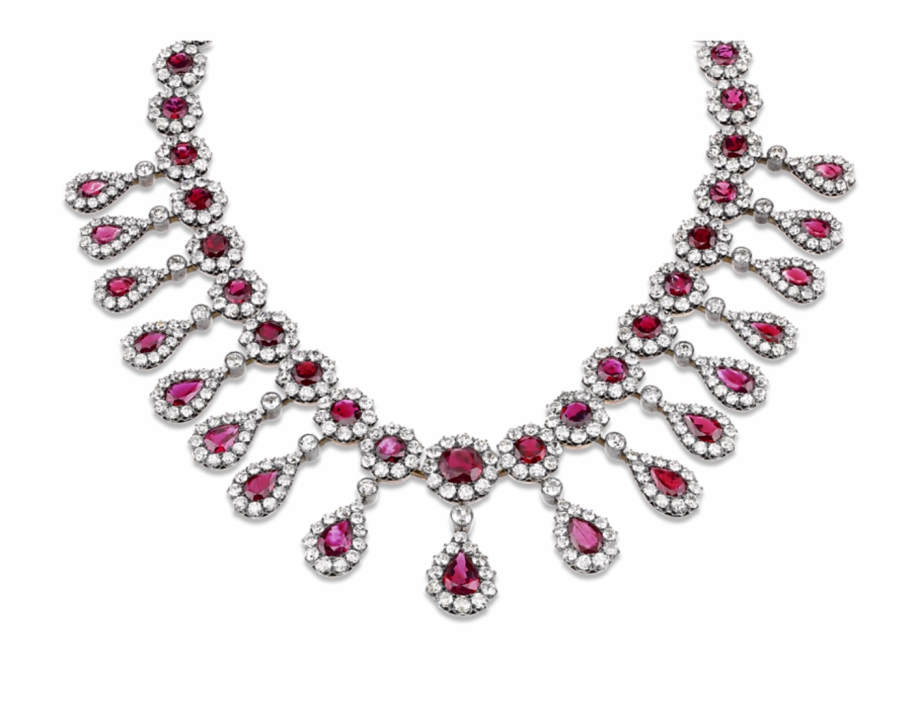 Antique Burma Ruby And Diamond Necklace Necklace