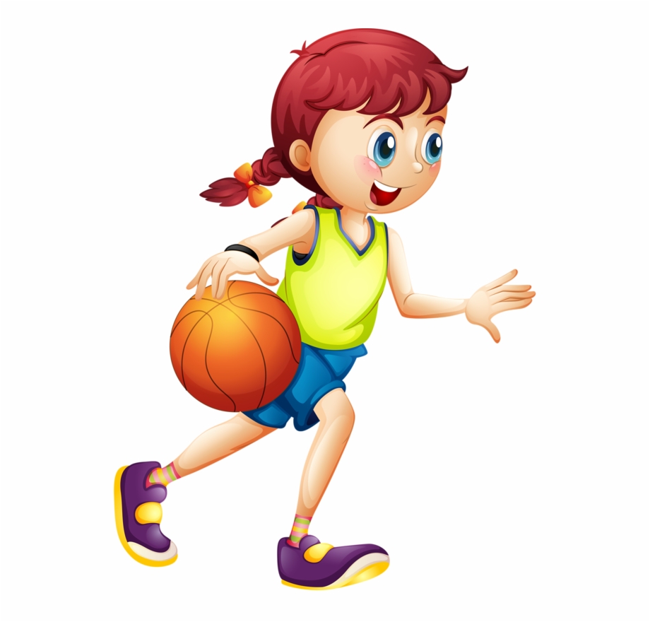 Girl Play Basketball Cartoon