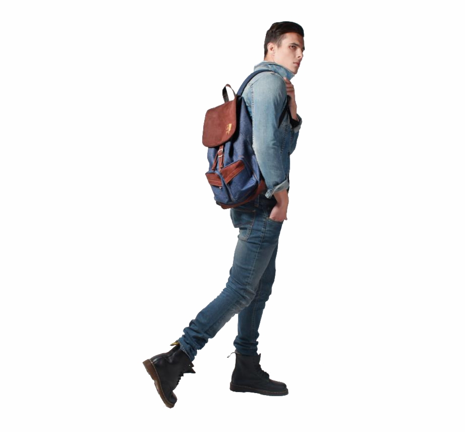 Guy Walking Png Person With Backpack Png