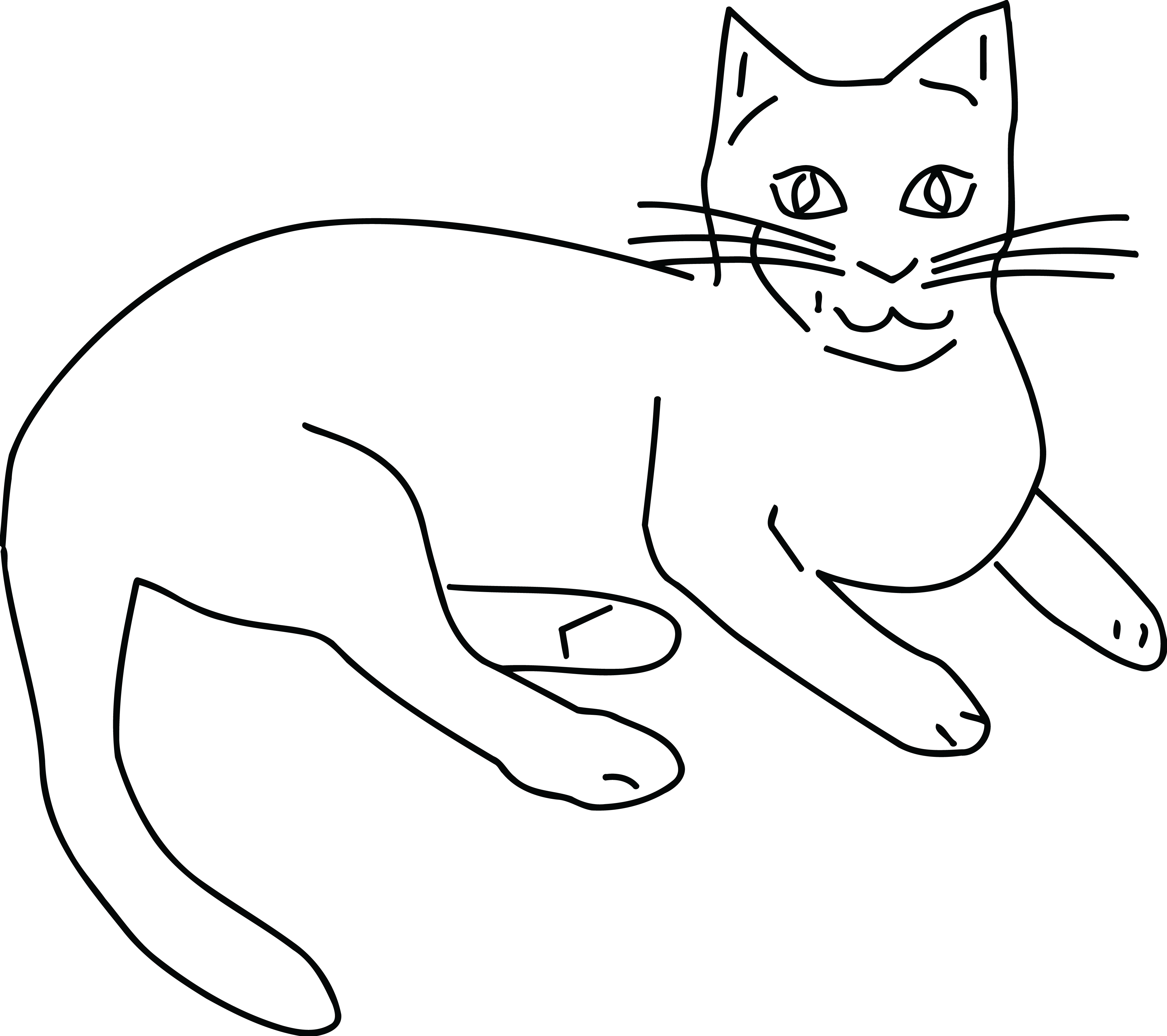 clipart black and white images of cat
