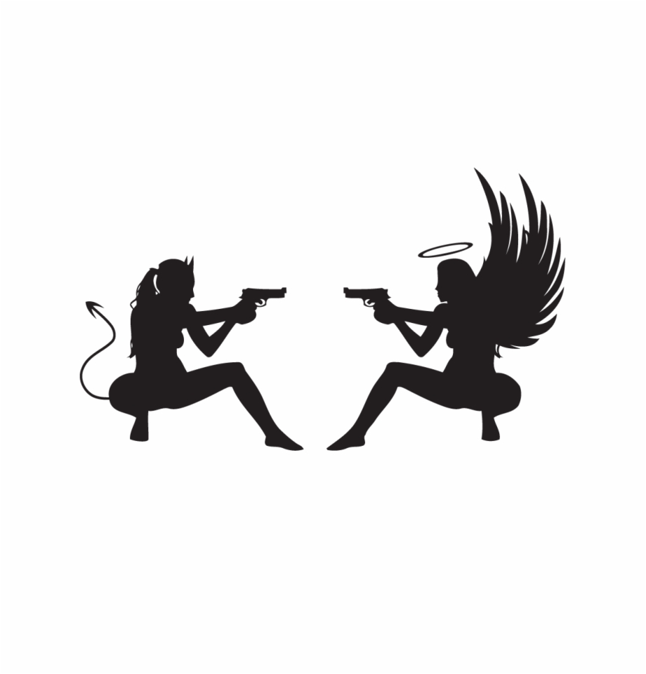 Devil And Angel With Guns Decal Sexy Angel