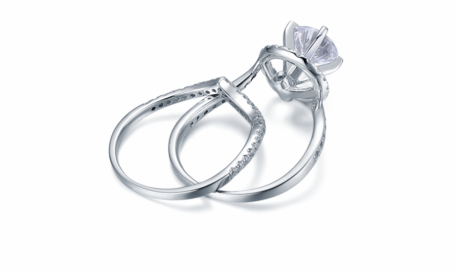 Silhouette Glamorous Wave Diamond Wedding Ring Set Pre