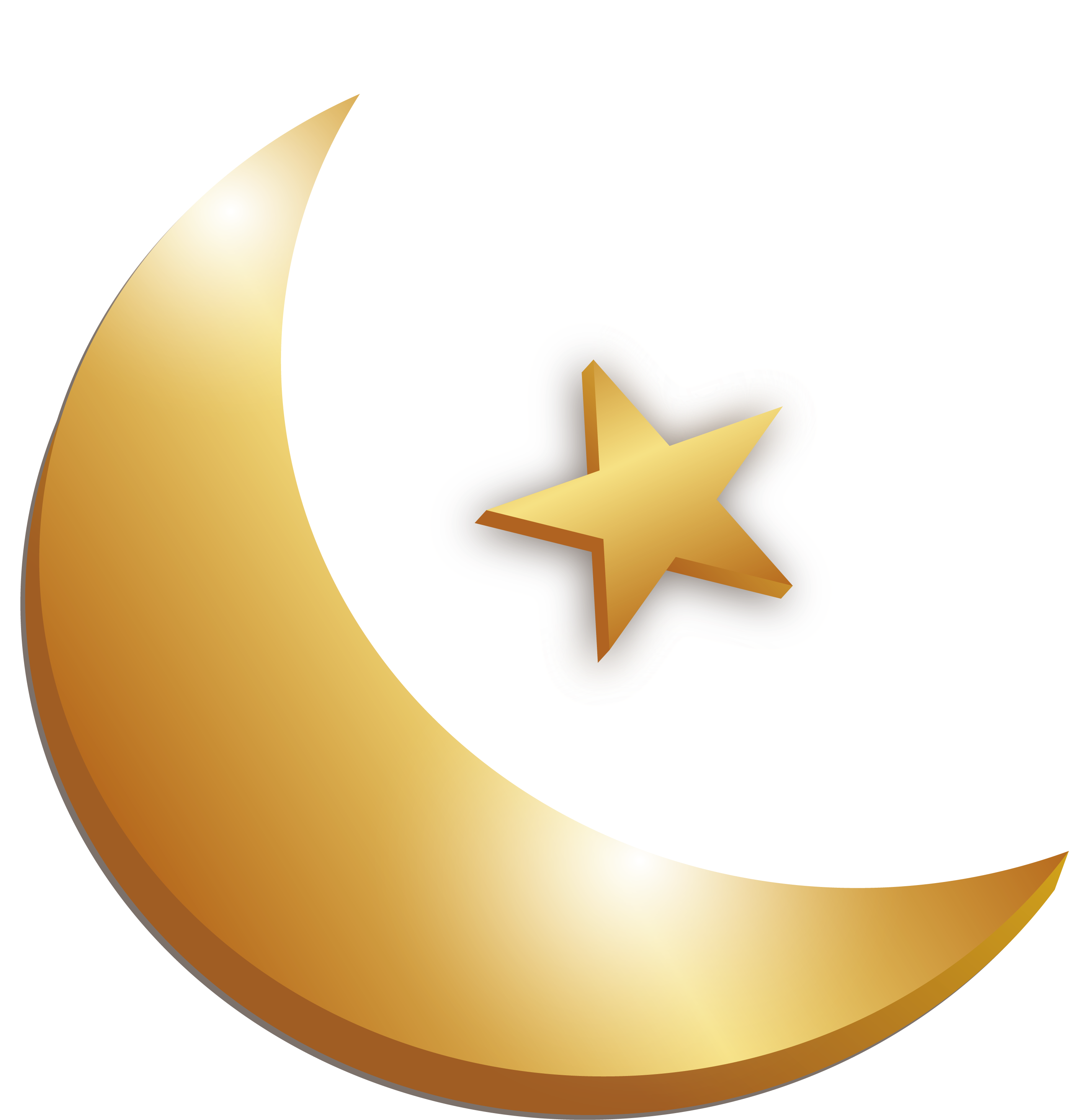 Golden Crescent Moon With Stars Transparent Download Png Image