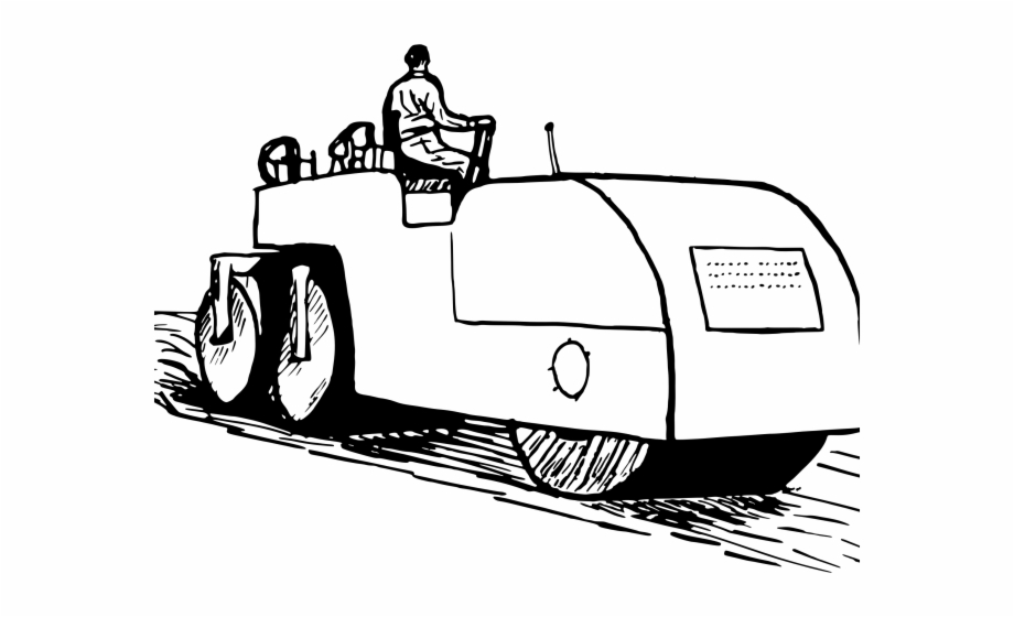 Vector Clipart Road Road Roller Drawing