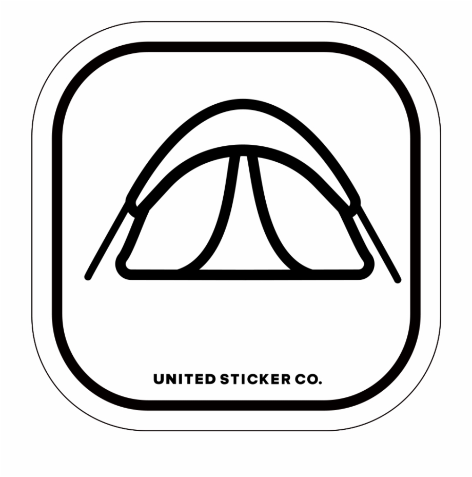Camping Tent Icon Badge Sticker Line Art