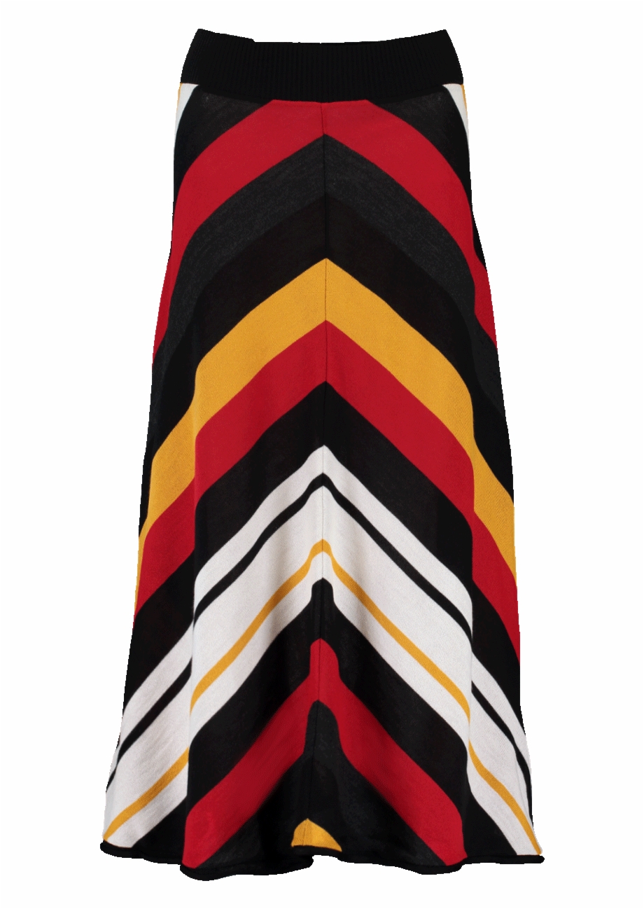 Msgm Diagonal Striped Midi Skirt In Black Board
