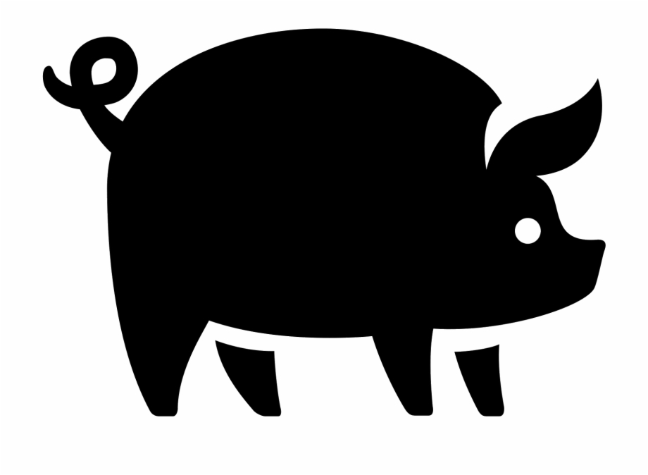 cartoon pig black and white